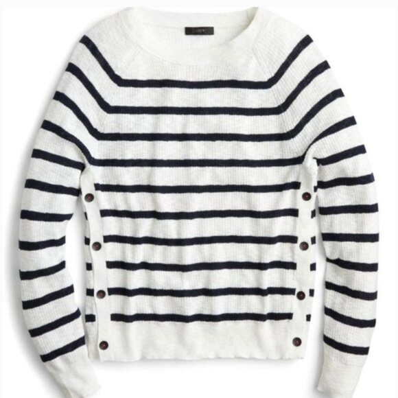 NWT J. Crew Vivian Stripe Side Button Sweater XXS - Picture 2 of 6